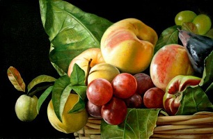 انواع تابلوهای نقاشی رنگ روغن ظرف میوه