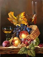 طرح تابلوهای نقاشی رنگ روغن ظرف میوه
