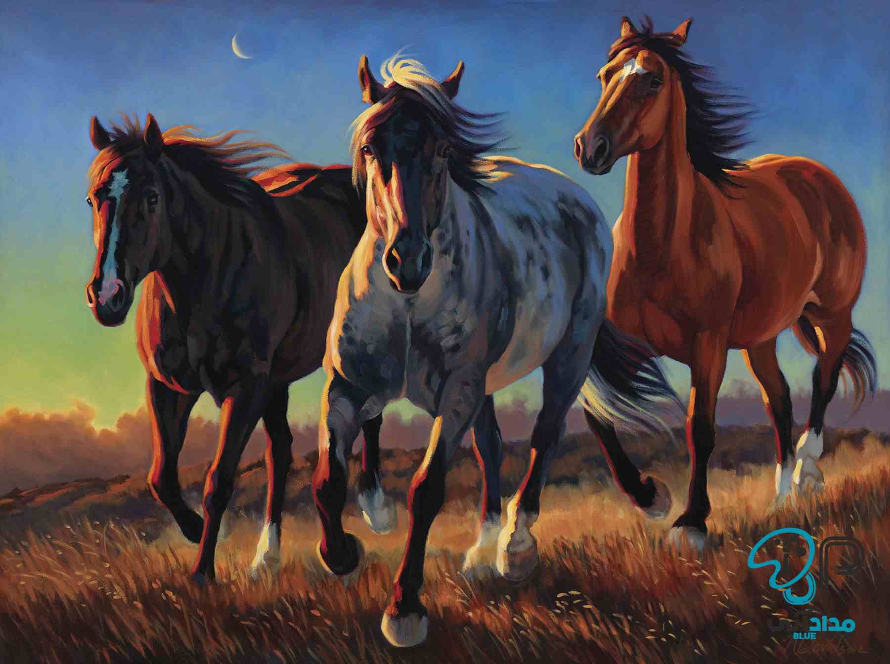 تابلو رنگ روغن اسب
